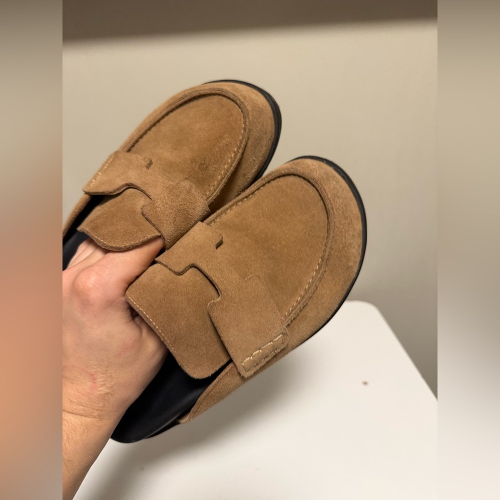 Hermes Womens Suede Mule Loafers Beige EU 39/ US 8-8.5 - Picture 9 of 13